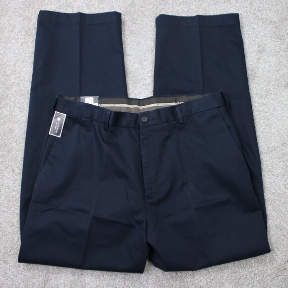Haggar Chino Pants NWT Mens 34x29 Blue Work 2 Weekend Flat Front Comfort Waist - Picture 1 of 14